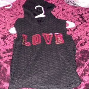 Tank top hoodie, been worn once, latex material, the sequins don’t come off when